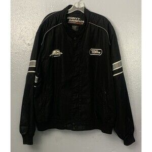 Harley-Davidson Racing Black Lightweight Bomber Jacket 2XL Screamin' Eagle Logo